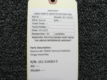 Beechcraft Parts 101-524063-5 Beechcraft 1900D Vertical Stabilizer Hinge Assembly
