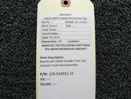 Beechcraft Parts 129-524031-21 Beechcraft 1900D Rudder Trim Tab Actuator Push Rod Assembly
