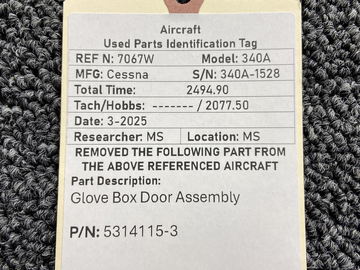 Cessna Aircraft Parts 5314115-3 Cessna 340A Glove Box Door Assembly