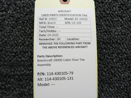 Beechcraft Parts 114-430105-79 (Alt: 114-430105-131) Beechcraft 1900D Cabin Floor Tee Assembly