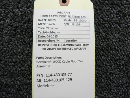 Beechcraft Parts 114-430105-77 (Alt: 114-430105-129) Beechcraft 1900D Cabin Floor Tee Assembly