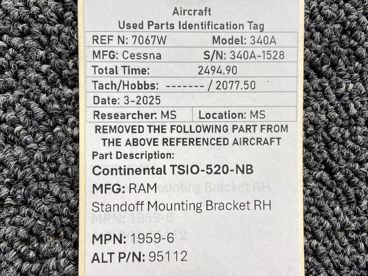 Ram 1959-6 (Alt: 95112) Continental TSIO-520-NB RAM Standoff Mounting Bracket RH