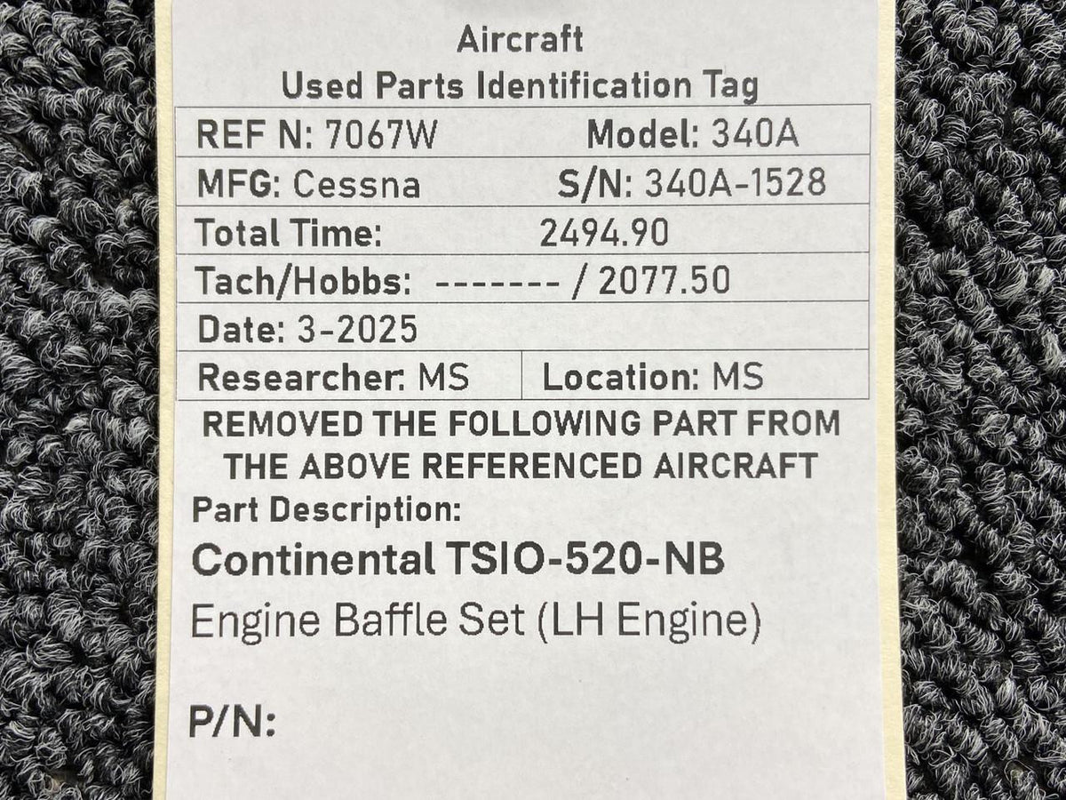 Continental Motors  Continental TSIO-520-NB Engine Baffle Set (LH Engine)