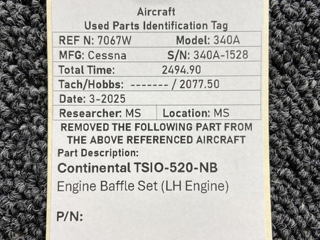 Continental Motors  Continental TSIO-520-NB Engine Baffle Set (LH Engine)