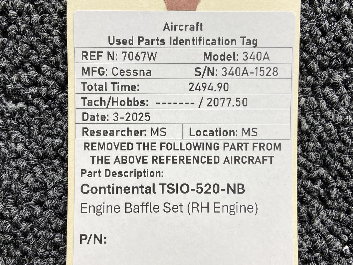 Continental Motors  Continental TSIO-520-NB Engine Baffle Set (RH Engine)