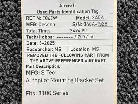 S-Tec Aviation Parts 3100 Series S-Tec Autopilot Mounting Bracket Set