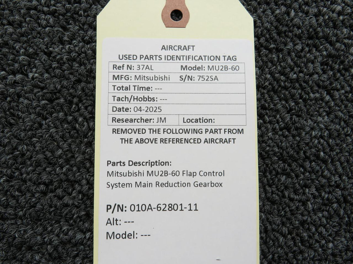 Mitsubishi 010A-62801-11 Mitsubishi MU2B-60 Flap Control System Main Reduction Gearbox
