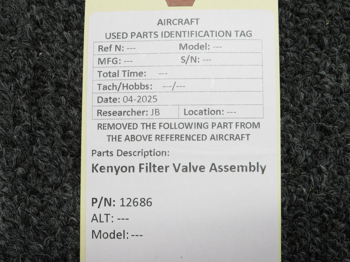 kenyon 12686 Kenyon Filter Valve Assembly