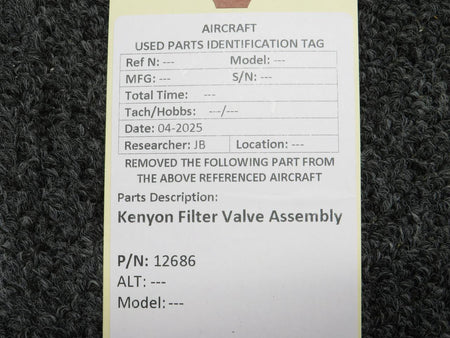 kenyon 12686 Kenyon Filter Valve Assembly