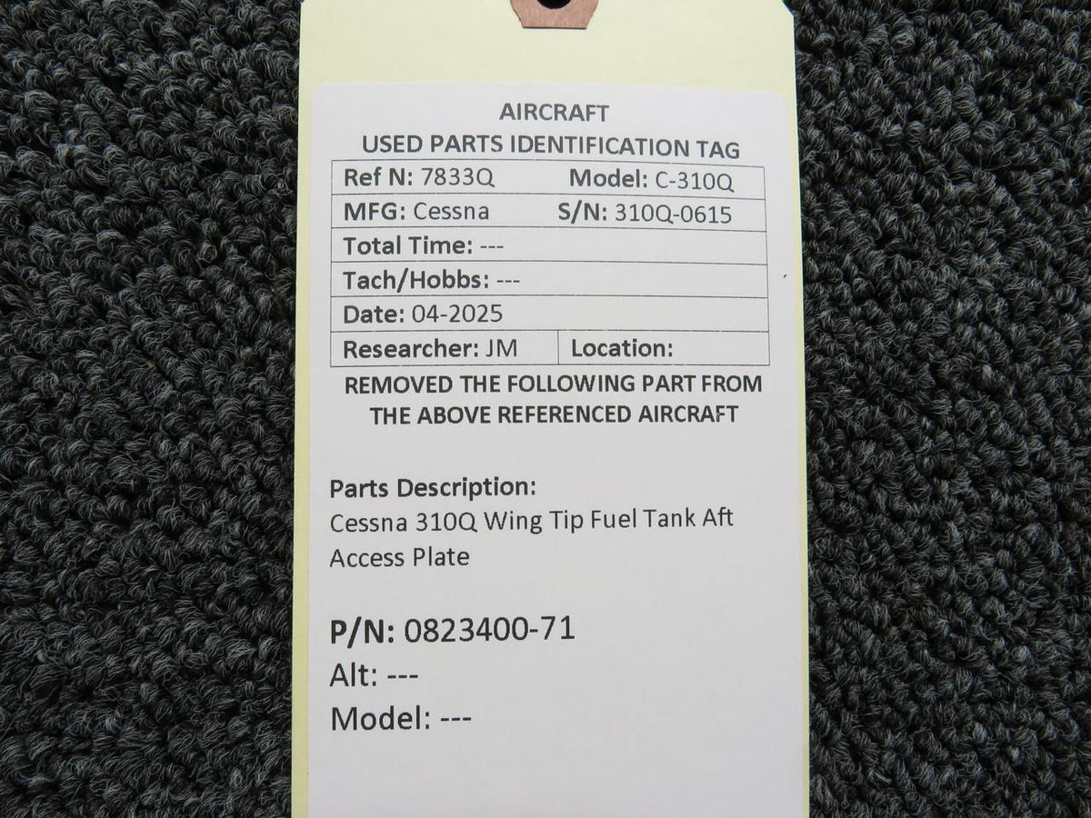 Cessna Aircraft Parts 0823400-71 Cessna 310Q Wing Tip Fuel Tank Aft Access Plate