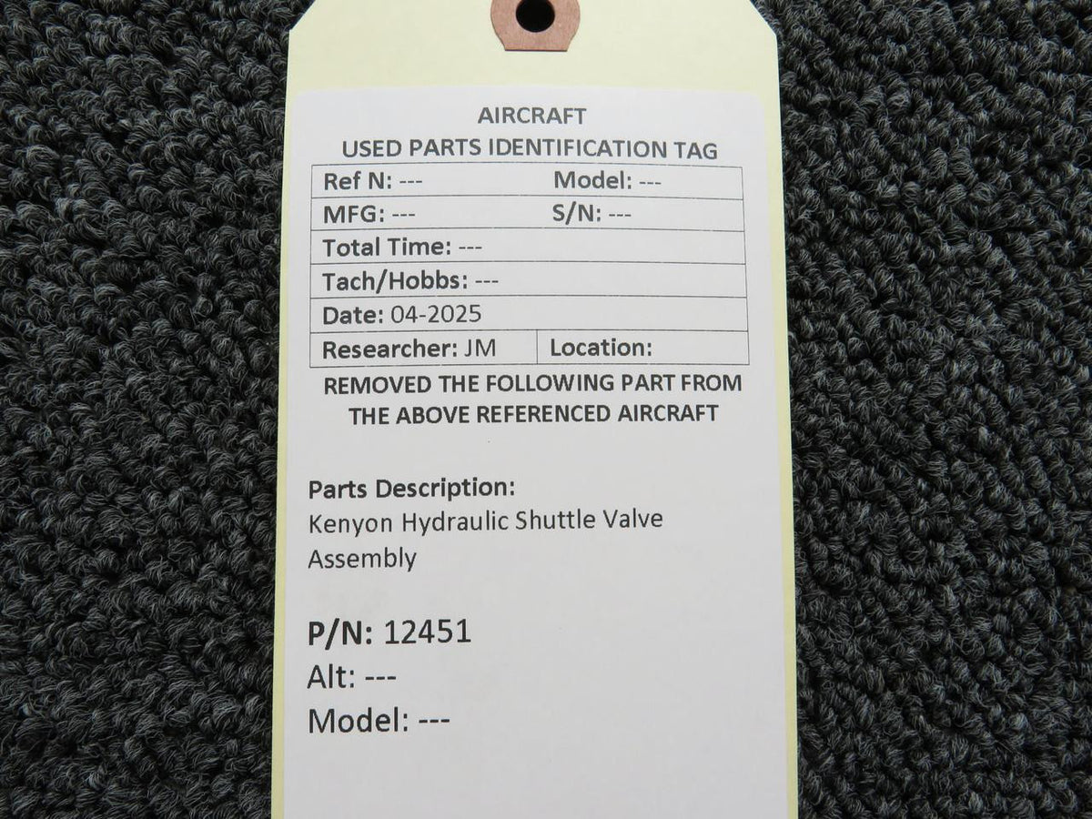 kenyon 12451 Kenyon Hydraulic Shuttle Valve Assembly