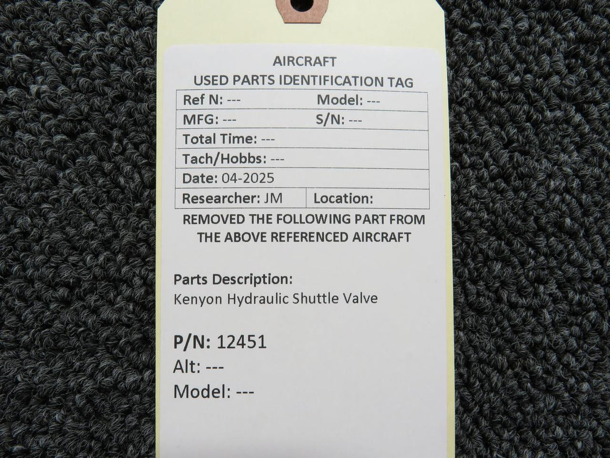 kenyon 12451 Kenyon Hydraulic Shuttle Valve