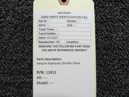 kenyon 12451 Kenyon Hydraulic Shuttle Valve