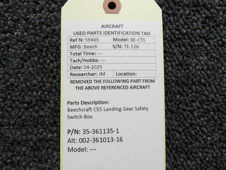 Beechcraft Parts 35-361135-1 (Use: 002-361013-16) Beechcraft C55 Landing Gear Safety Switch Box