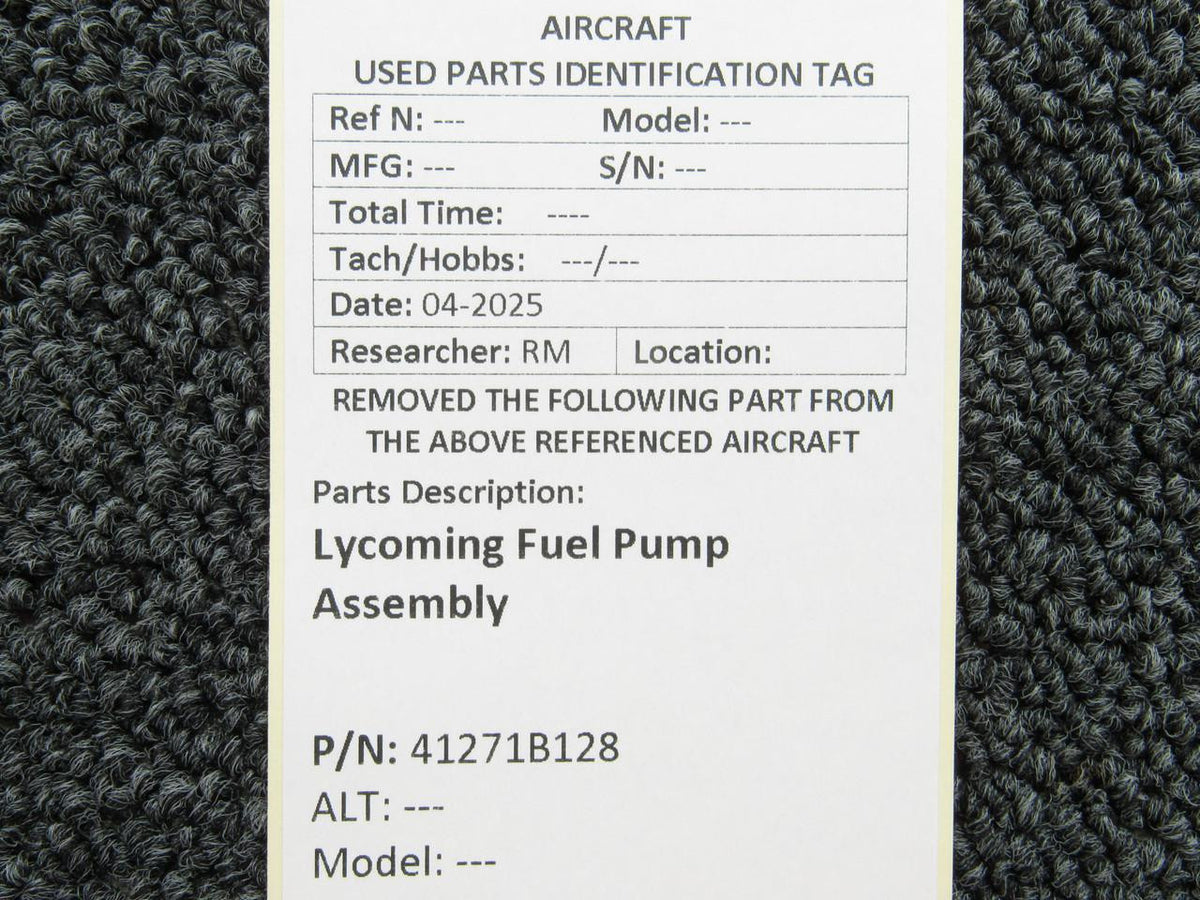 Lycoming Aircraft Engines & Parts 41271B128 Lycoming AC Fuel Pump Assembly