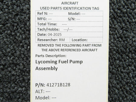 Lycoming Aircraft Engines & Parts 41271B128 Lycoming AC Fuel Pump Assembly