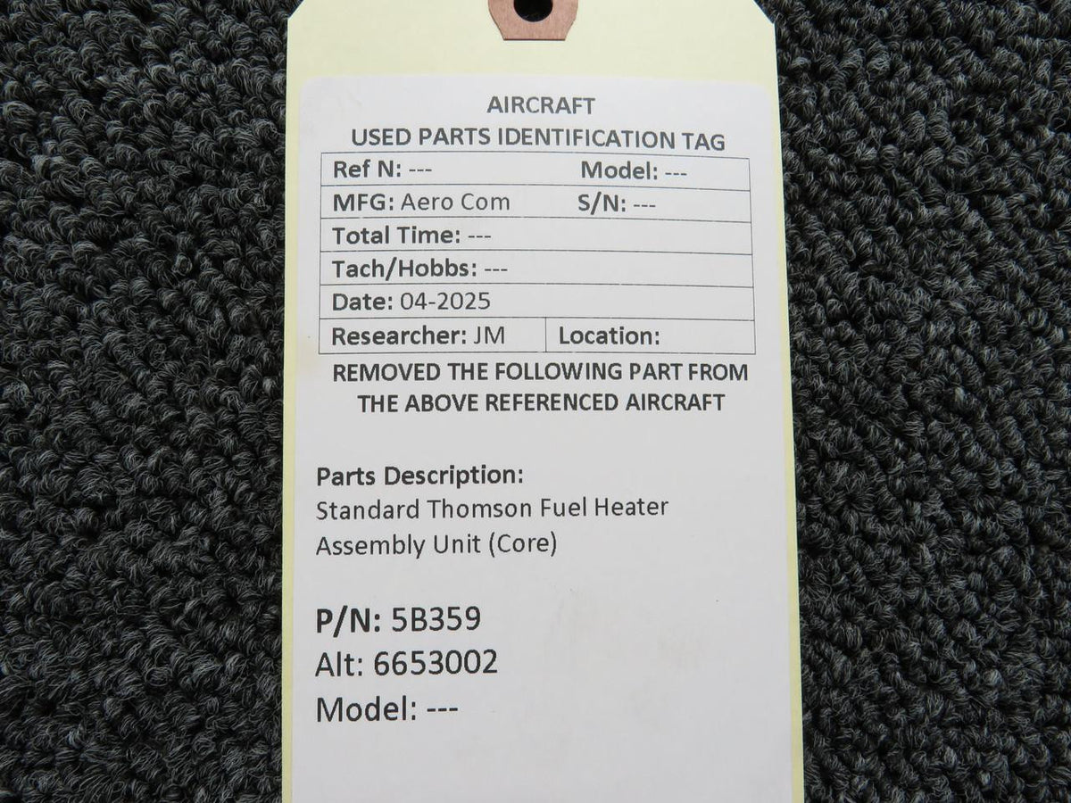 Standard Thomson 5B359 (Alt: 6653002) Standard Thomson Fuel Heater Assembly Unit (Core)