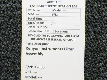 kenyon 12686 Kenyon Instruments Filter Assembly