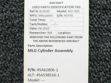 Mitsubishi 45A62806-1 (Use: 45AS38516-1) Mitsubishi MU-300 MLG Cylinder Assembly