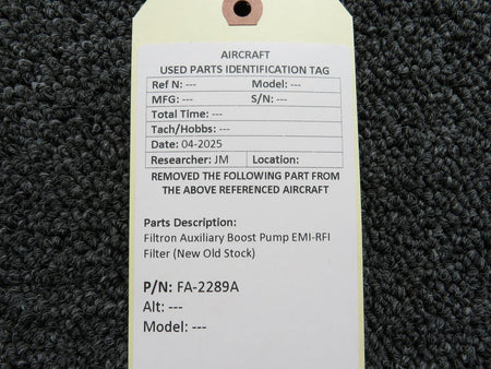 No Brand FA-2289A Filtron Auxiliary Boost Pump EMI-RFI Filter (New Old Stock)