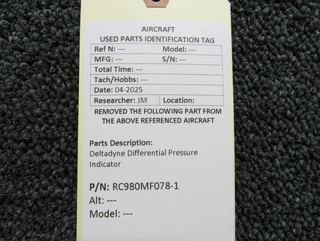 Deltadyne RC980MF078-1 Deltadyne Differential Pressure Indicator (New Old Stock)