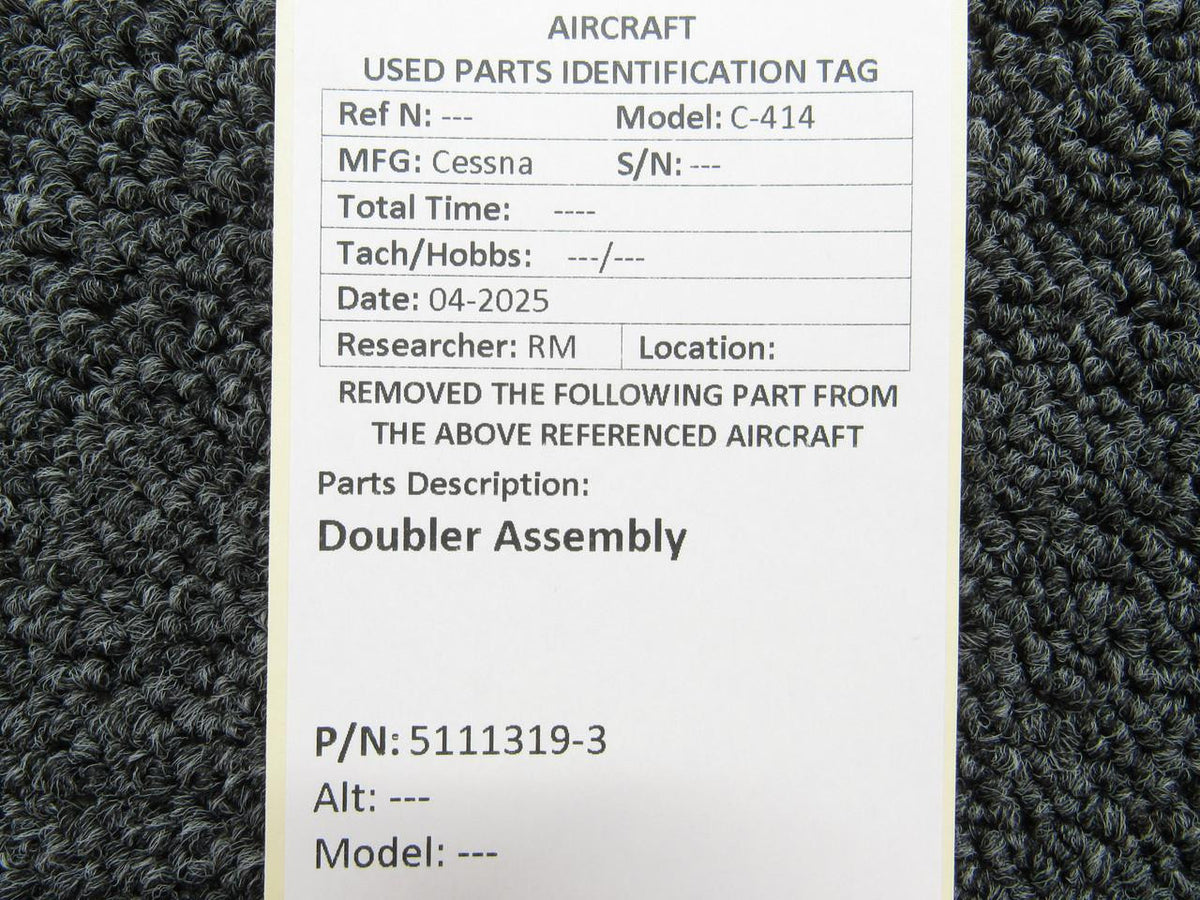 Cessna Aircraft Parts 5111319-3 Cessna C-414 Doubler Assembly