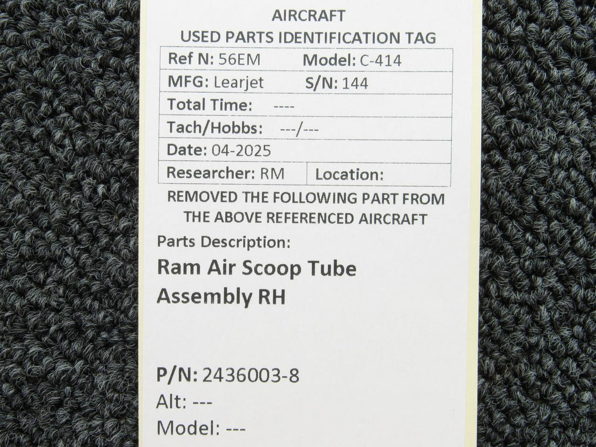 LearJet 2436003-8 Learjet L-35 Ram Air Scoop Tube Assembly RH