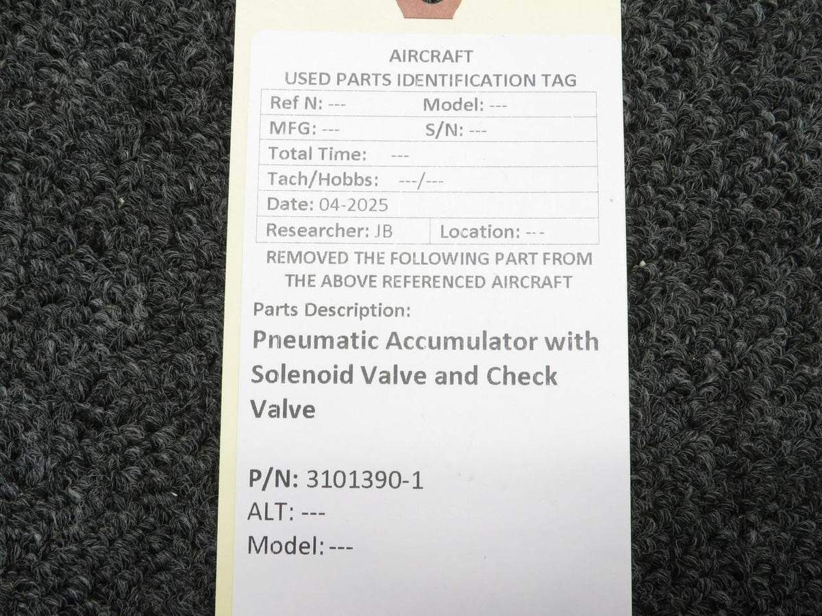 No Brand 3101390-1 Pneumatic Accumulator with Solenoid Valve and Check Valve