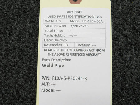 Hawker F10A-5-P20241-3 Hawker HS-125-400A Weld Pipe
