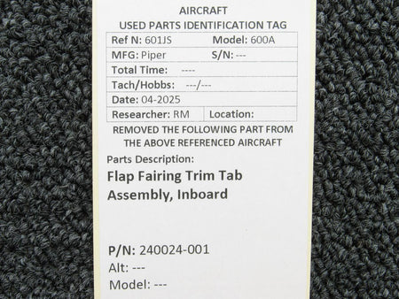 Piper Aircraft Parts 240024-001 Piper Flap Fairing Trim Tab Assembly Inboard