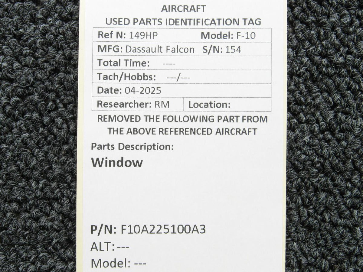 Dassault Falcon F10A225100A3 Dassault Falcon 10 Window