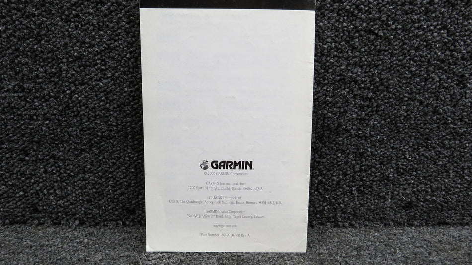 190-00187-00 Garmin GTX-327 Pilot’s Guide (Revision A, Year: 2000)