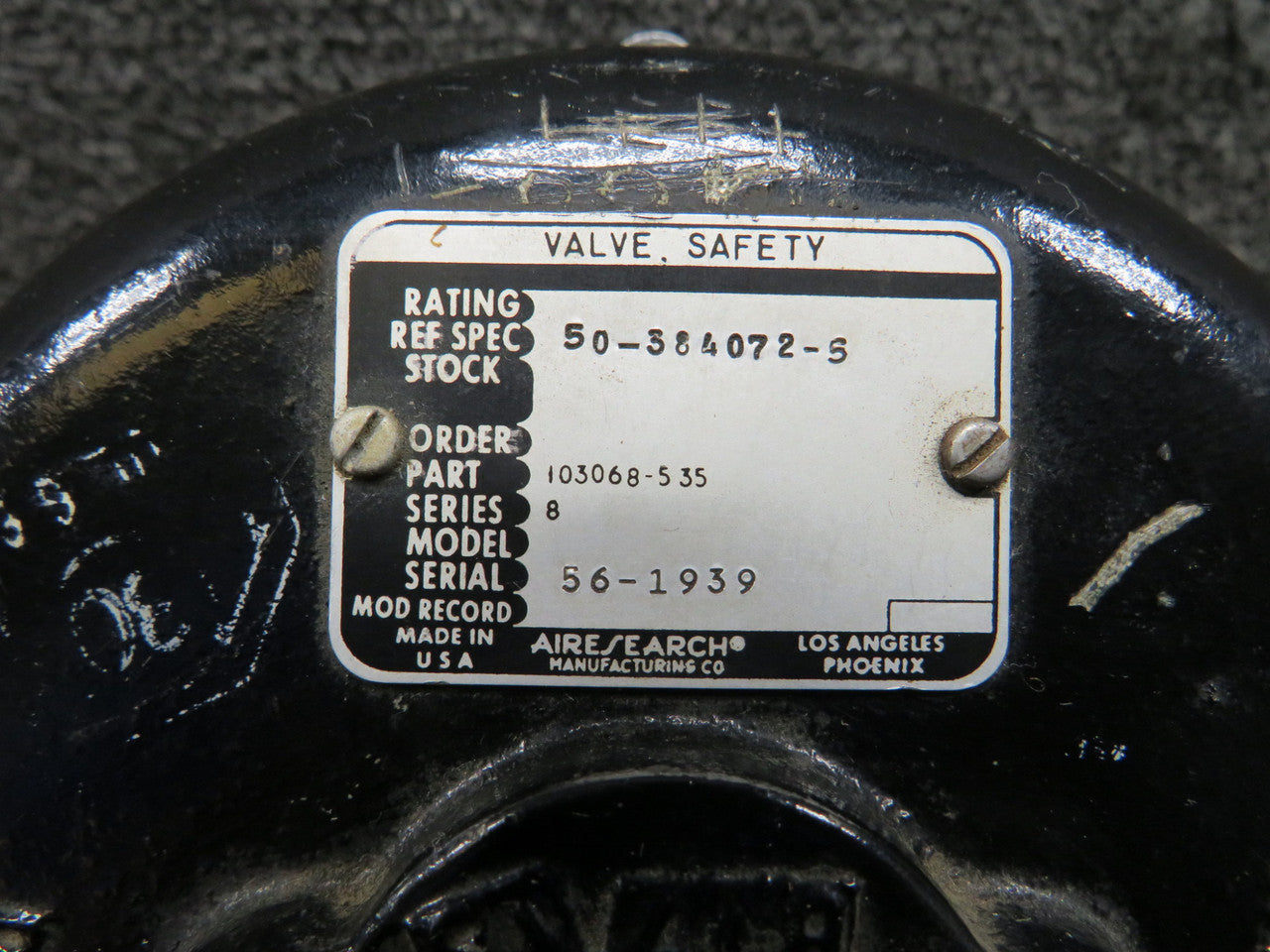 103068-535 (Alt: 50-384072-5) Airesearch Series 8 Safety Valve