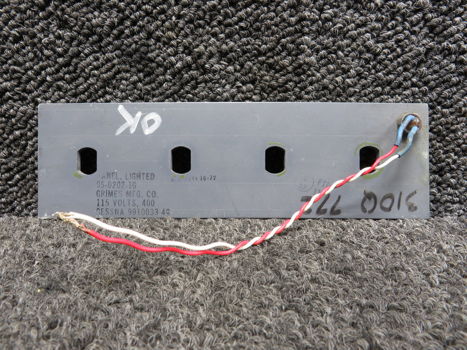 95-0202-1G (Alt: 9910033-4G) Grimes Panel Assembly, Lighted (115V, 400HZ)