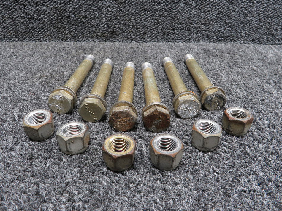 Cessna 172A Propeller Bolts with Nuts, Set of 6 (4.75”)