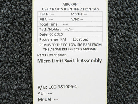 Micro 100-381006-1 Micro Limit Switch Assembly Barron