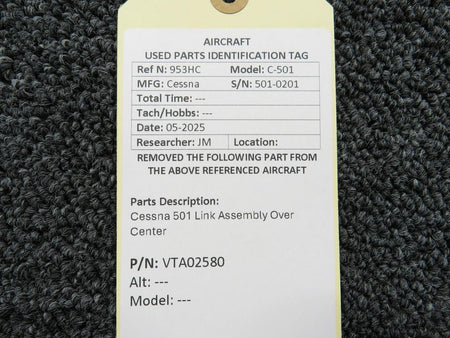 Cessna Aircraft Parts VTA02580 Cessna 501 Link Assembly Over Center