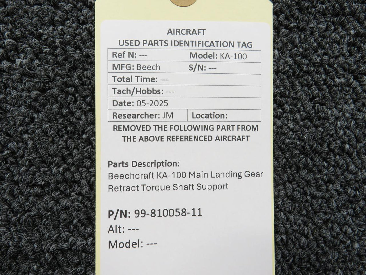 Beechcraft Parts 99-810058-11 Beechcraft KA-100 Main Landing Gear Retract Torque Shaft Support
