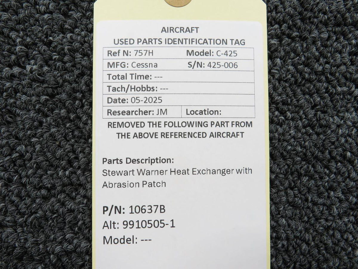 Stewart-Warner 10637B (Alt: 9910505-1) Stewart Warner Heat Exchanger with Abrasion Patch