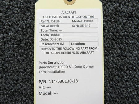 Beechcraft Parts 114-530138-18 Beechcraft 1900D Sill Door Corner Trim Installation