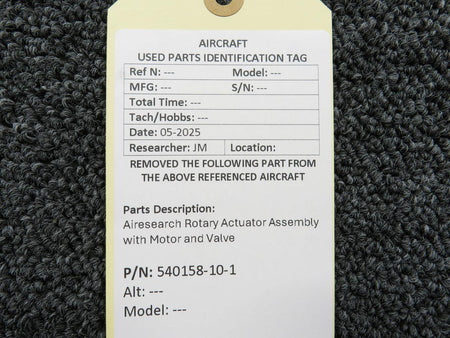 Airesearch 540158-10-1 Airesearch Rotary Actuator Assembly with Motor and Valve