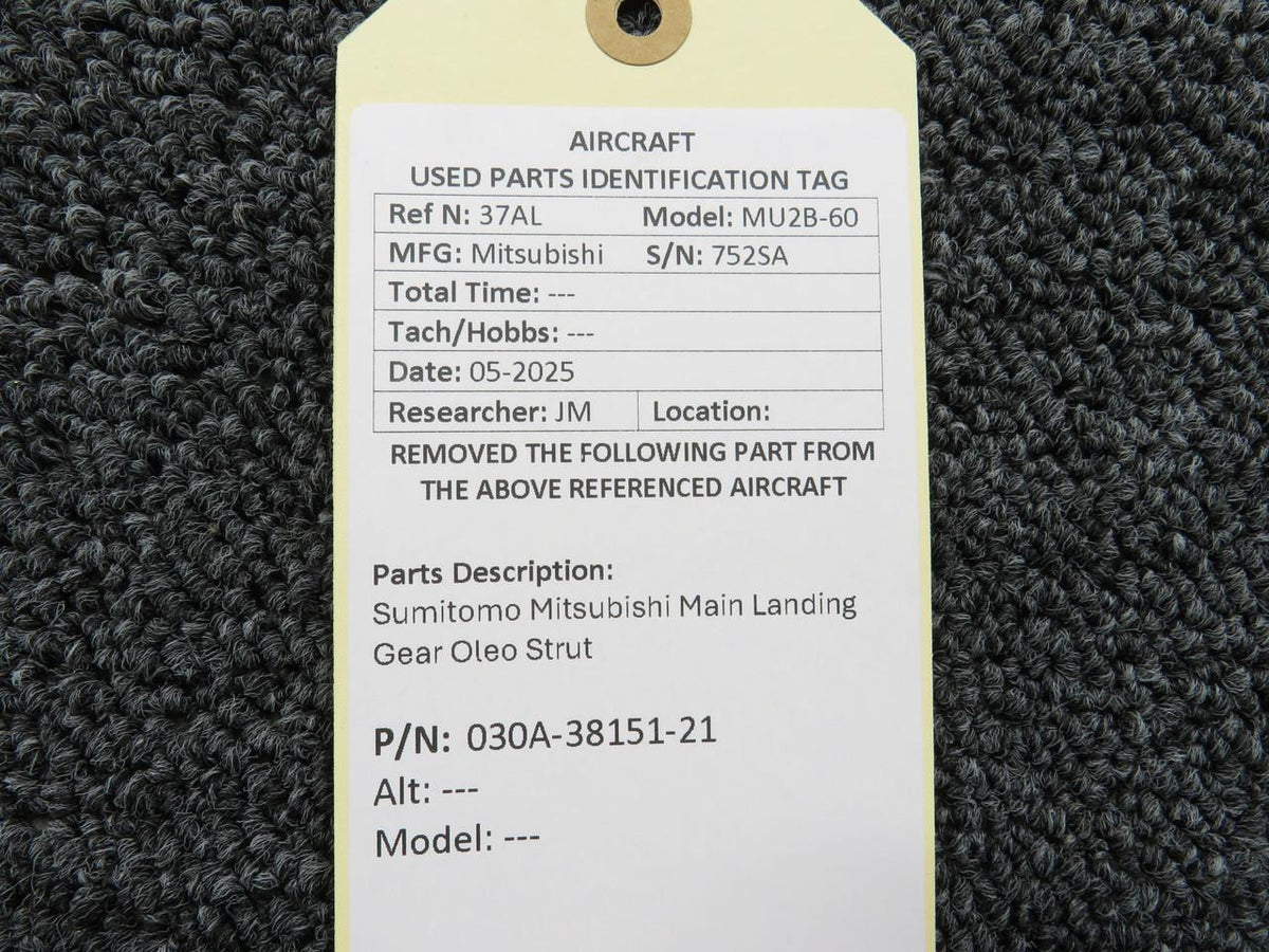 Mitsubishi 030A-38151-21 Sumitomo Mitsubishi MU2-60 Main Landing Gear Oleo Strut