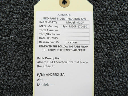 Albert & JM Anderson AN2552-3A (Use: MS3506-1) Albert & JM Anderson External Power Receptacle