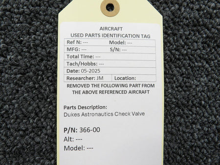 Dukes Astronics 366-00 Dukes Astronautics Check Valve