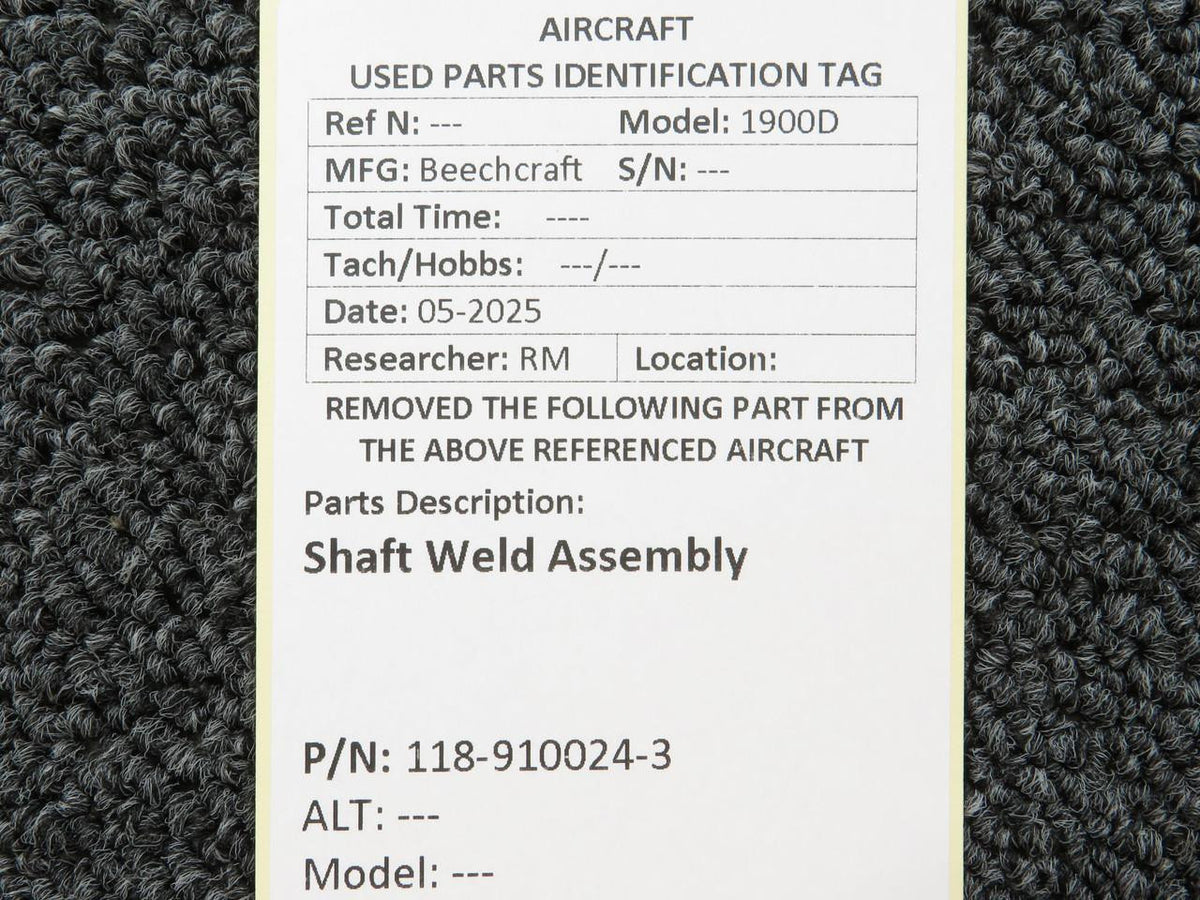 Beechcraft Parts 118-910024-3 Beechcraft 1900D Shaft Weld Assembly
