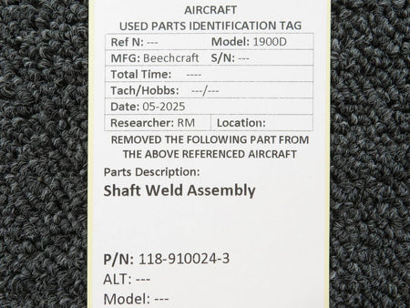 Beechcraft Parts 118-910024-3 Beechcraft 1900D Shaft Weld Assembly