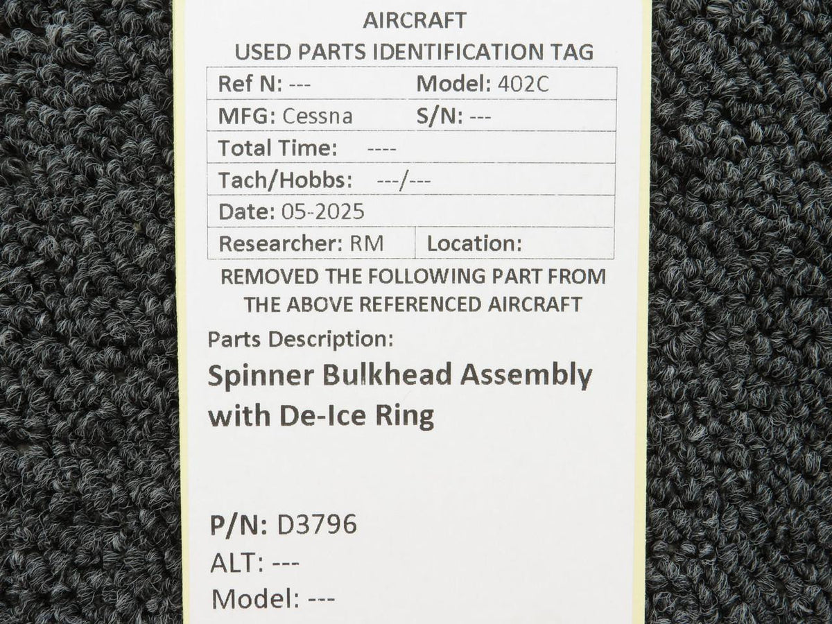 Cessna Aircraft Parts D3796 Cessna 402C Spinner Bulkhead Assembly with De-Ice Ring