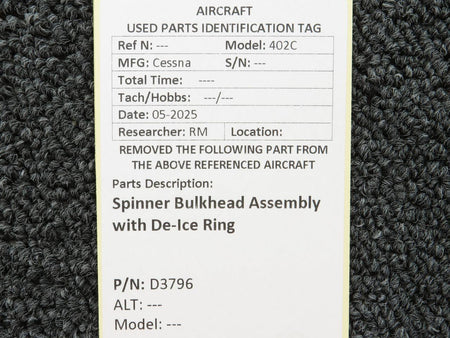 Cessna Aircraft Parts D3796 Cessna 402C Spinner Bulkhead Assembly with De-Ice Ring
