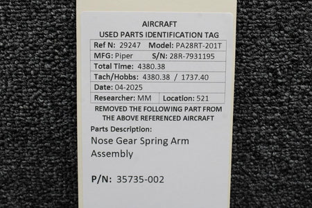 Piper Aircraft Parts 35735-002 Piper PA28RT-201T Nose Gear Spring Arm Assembly