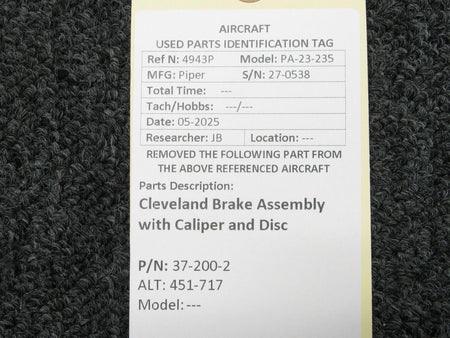 Cleveland 37-200-2 (Alt: 451-717) Cleveland Brake Assembly with Caliper and Disc
